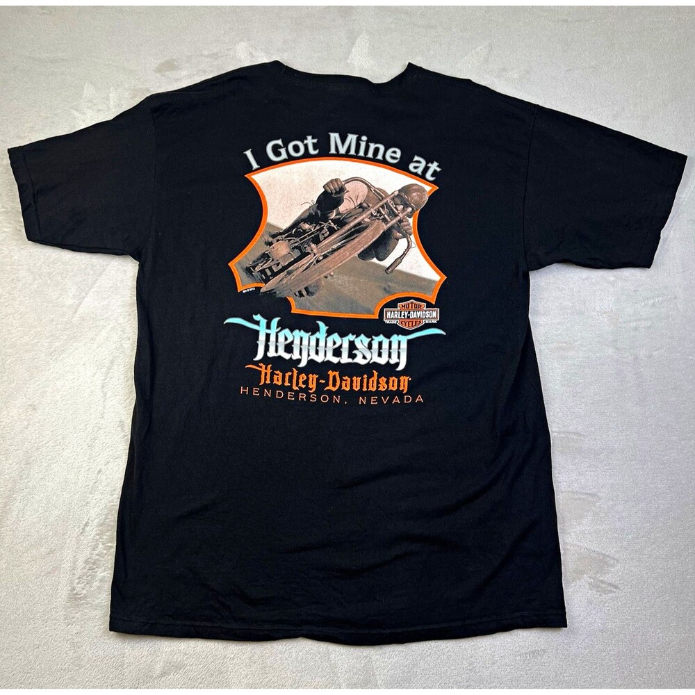 Harley Davidson Henderson NV T Shirt Large Black Biker Motorcycle Graphic Tee